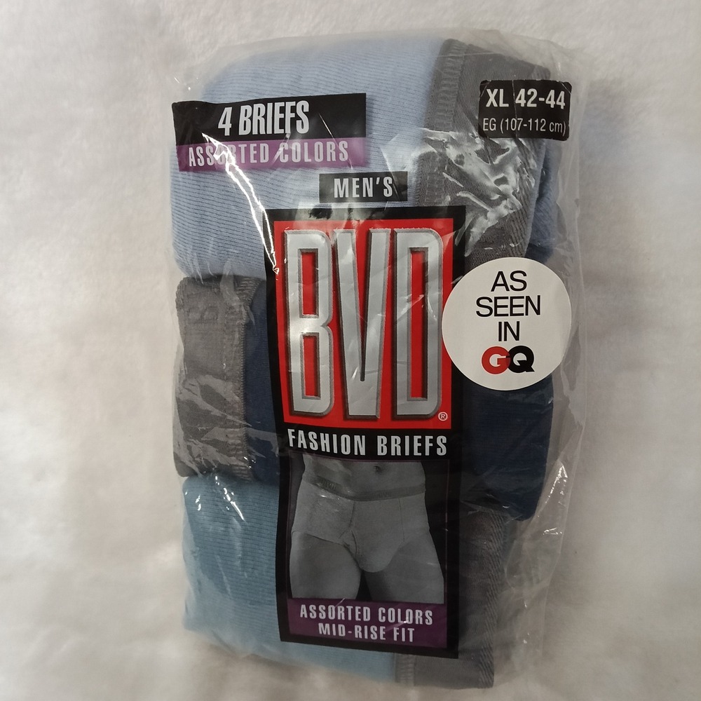 BVD Mens Fashion Briefs 3 Pack Assorted Colors Mid-Rise Fit XL 42 44